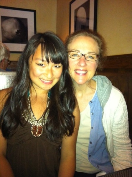 Sophomore Abby Shade is adopted from China by Caucasian parents and is shown with her mother, Patty Shade.