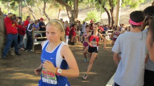 Davis' Maggie McMannis runs in her race at the Mt. Sac meet. She finished in 25th place. 