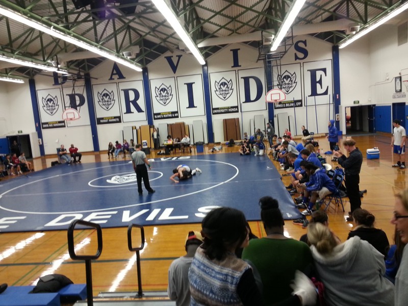 Davis High battles against Laguna Creek where the Blue Devils had their first dual meet win of the season.