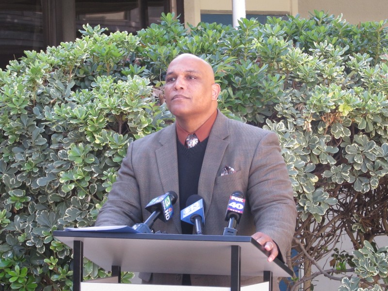 Superintendent Roberson  speaks at a press conference addressing the arrest of teacher John O'Brien on Nov. 17, 2014.