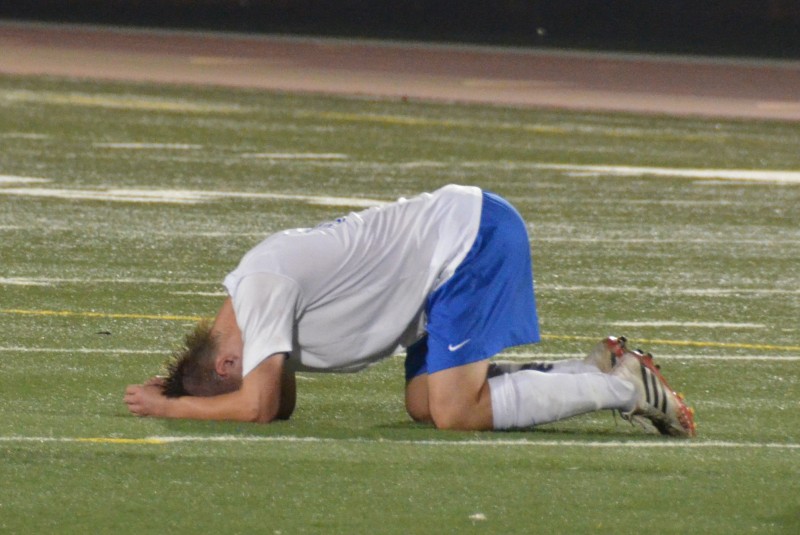 Senior Jesse Hopp is devastated after losing the section championship game to Oak Ridge 2-1 on Nov. 15.