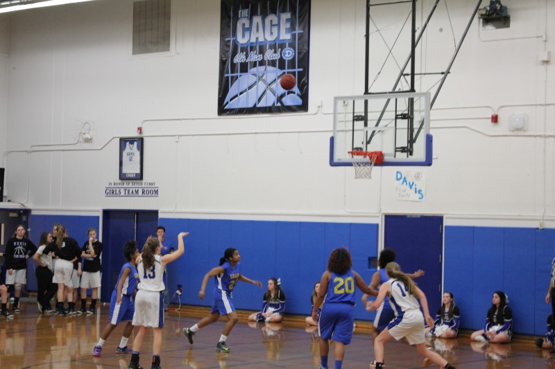 Sophomore Delaney Davis scores a free throw in the Lady Blue Devils' 52-7 victory over Grant.