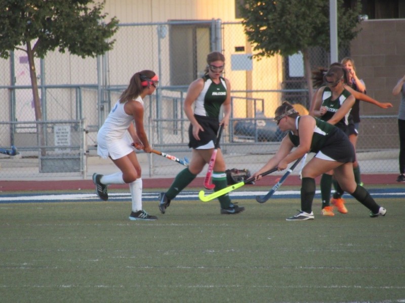 DHS varsity inserter Cara Satre (25), fights for the ball in the first half of the game on Sept. 9.