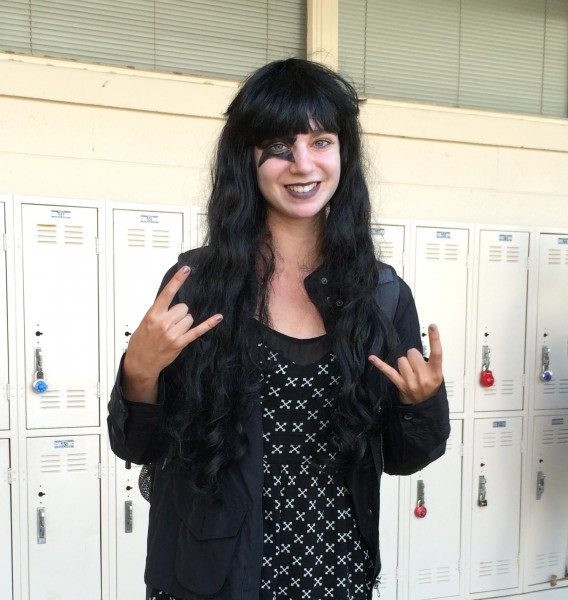 Junior Sofia Castiglioni displayed her school spirit with a rock-n-roll outfit complete with face paint and a wig.