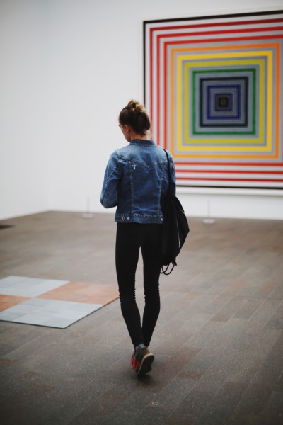Sophomore Olivia O'keeffe admires a work of art. (Courtesy photo: Dani Van Winkle)