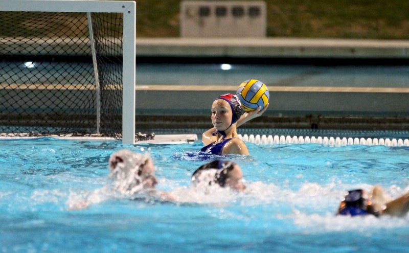 Freshman Emily Blackwell plays goalkeeper for the women's varsity water polo team.