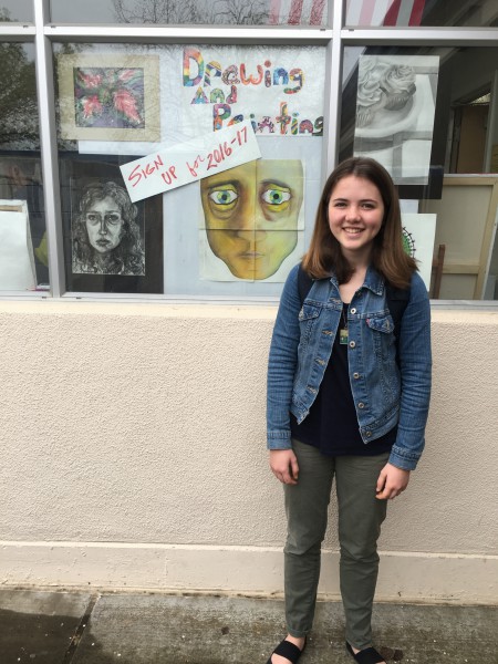 Sophomore Anna Morse signed up for the drawing and painting class at Davis High to continue her passion for art (Photo: I. Sogutugil). 