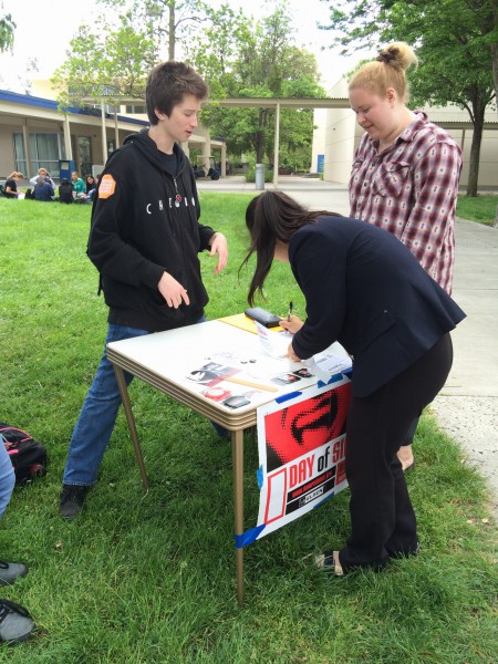 Students register for Day of Silence. There will be a booth on the quad during lunch for registration from April 11-14.