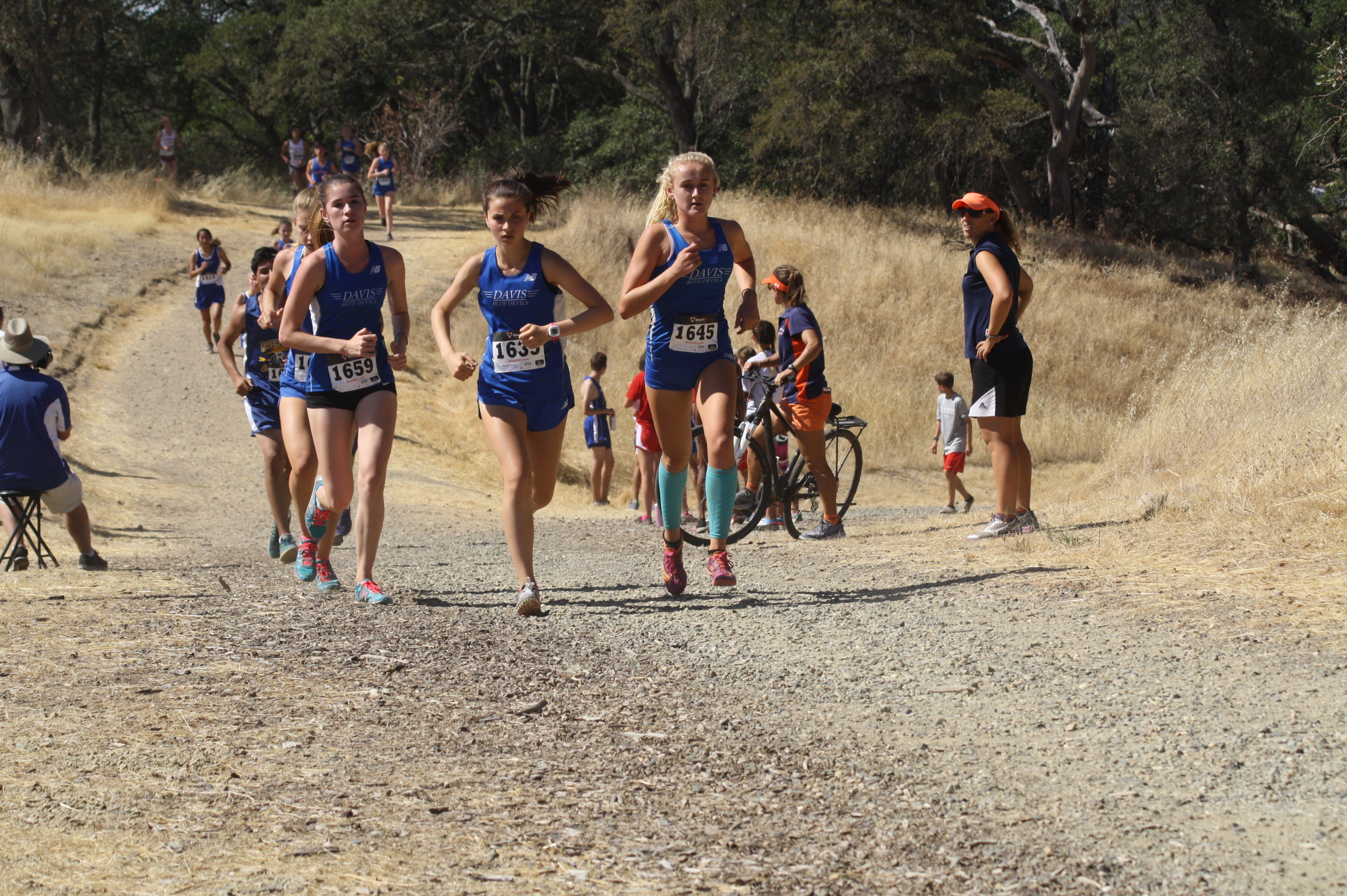Davis's JV women lead the pack during the race.