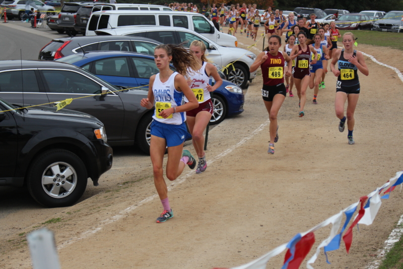 Junior Olivia O’Keeffe leads the pack, winning first place individually. (Courtesy: K. Browning)