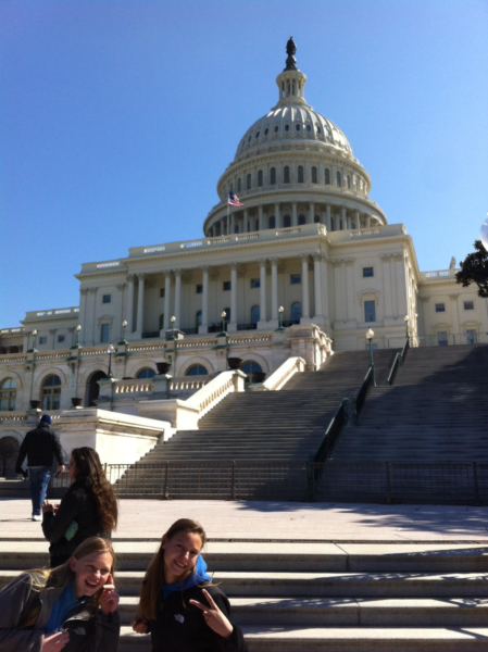 Current senior Moira Williams and Claire Richey attended a trip to Washington D.C. in 2013. This yer, they will both be going on the inauguration trip. (Courtesy: C. Richey) 