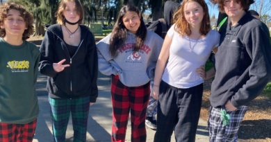 students dressed for pajama day
