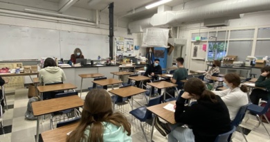 students in almost empty classroom