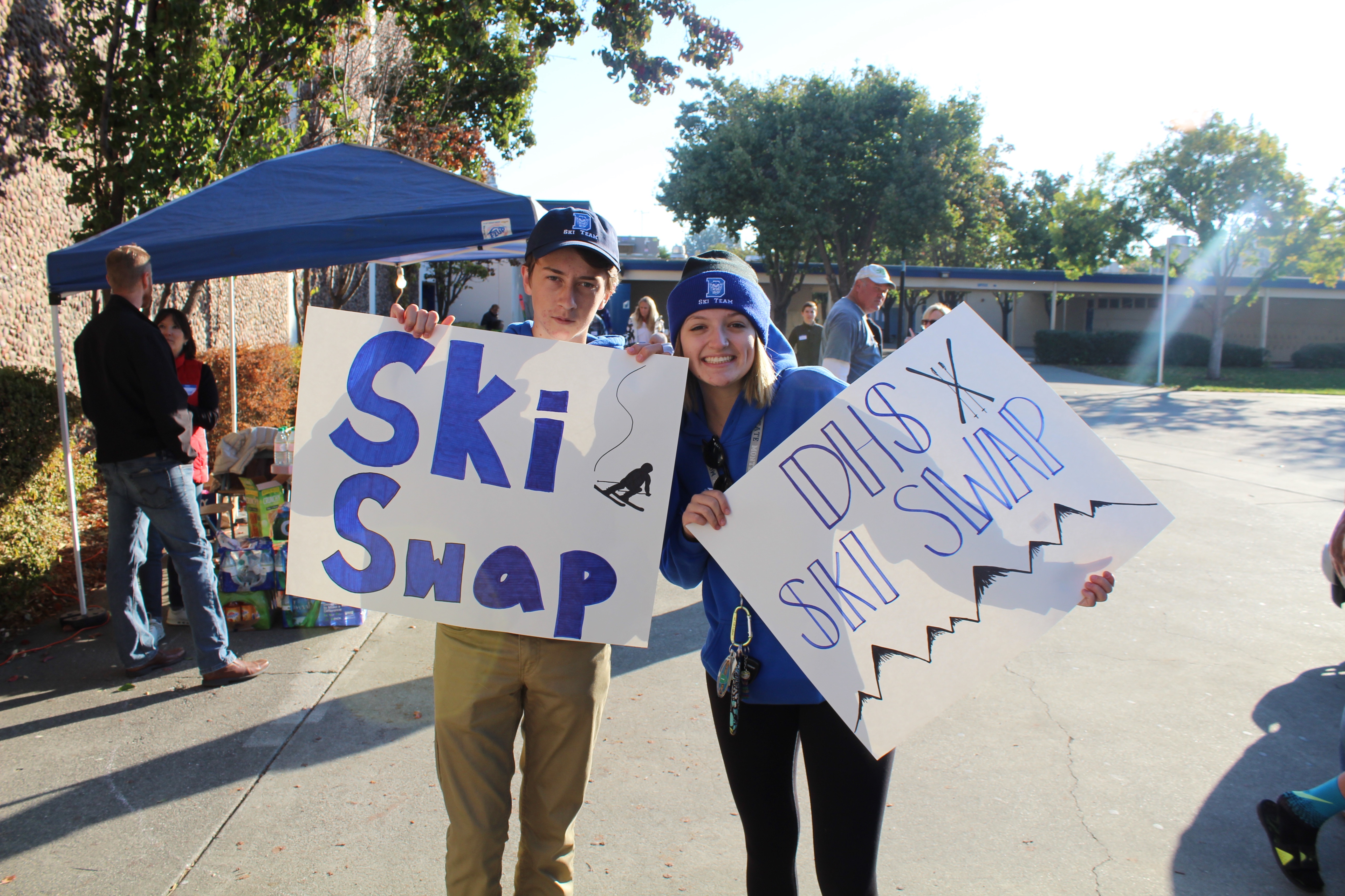 Members of the Davis High ski and snowboard team prepare for the Ski Swap to help raise money for their team.