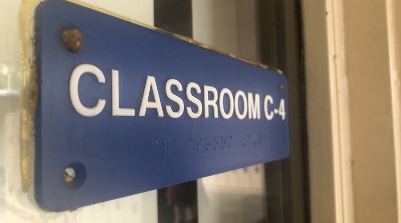 Sign for classroom C-4 which is a special education classroom at Davis High