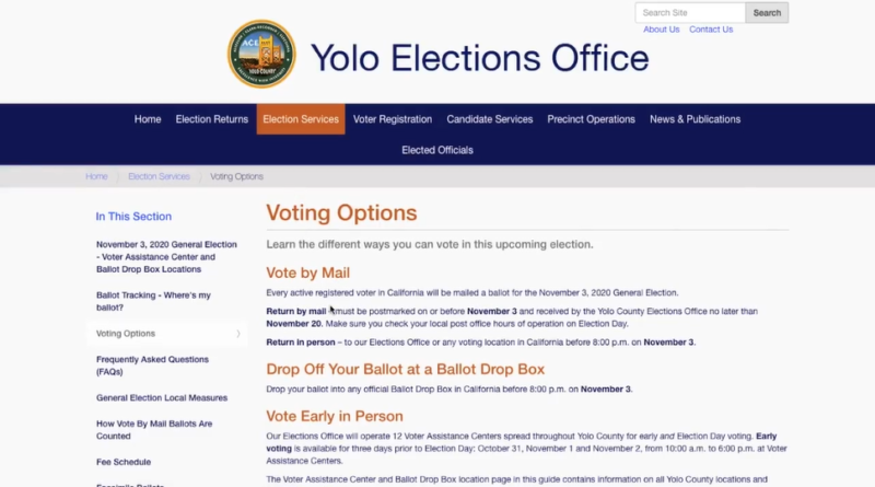 Yolo Elections Office voting options page