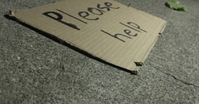 cardboard sign on ground
