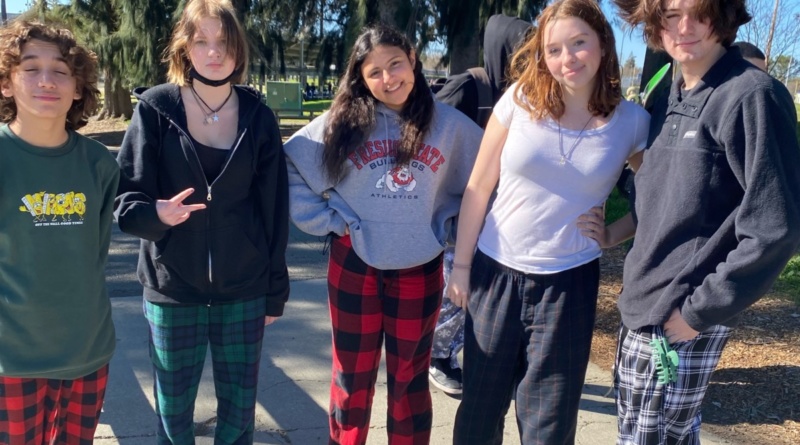 students dressed for pajama day